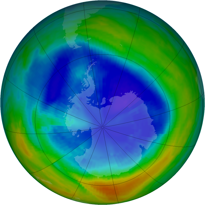 Antarctic ozone map for 05 September 1992